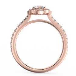 Pierścionek zaręczynowy z różowego złota z diamentami o masie 0,76 ct - widok z boku