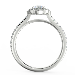 Pierścionek zaręczynowy z białego złota z diamentami o masie 0,76 ct - widok z boku