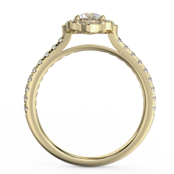 Pierścionek zaręczynowy z żółtego złota z diamentami o masie 0,76 ct - widok z boku