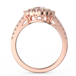 Pierścionek zaręczynowy z różowego złota z diamentami o masie 0,76 ct - widok z boku