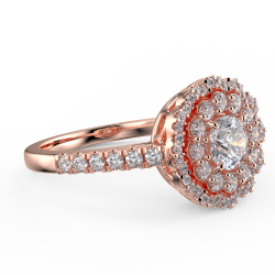 Pierścionek zaręczynowy z różowego złota z diamentami o masie 0,76 ct - widok z boku pod kątem