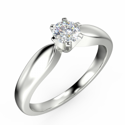 Klasyczny pierścionek zaręczynowy z białego złota z diamentem 0,30 ct - widok z góry pod kątem