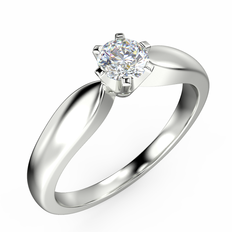 Klasyczny pierścionek zaręczynowy z białego złota z diamentem 0,30 ct