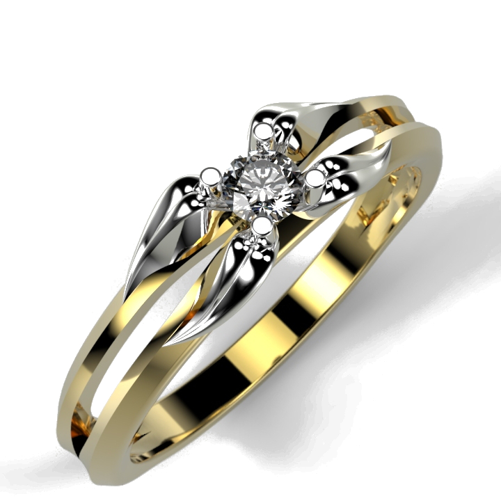złoty pierścionek zaręczynowy z brylantem