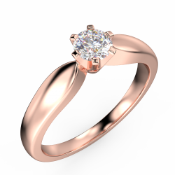 Klasyczny pierścionek zaręczynowy z różowego złota z diamentem 0,30 ct - widok od góry pod kątem