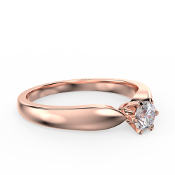 Klasyczny pierścionek zaręczynowy z różowego złota z diamentem 0,30 ct - widok z boku pod kątem