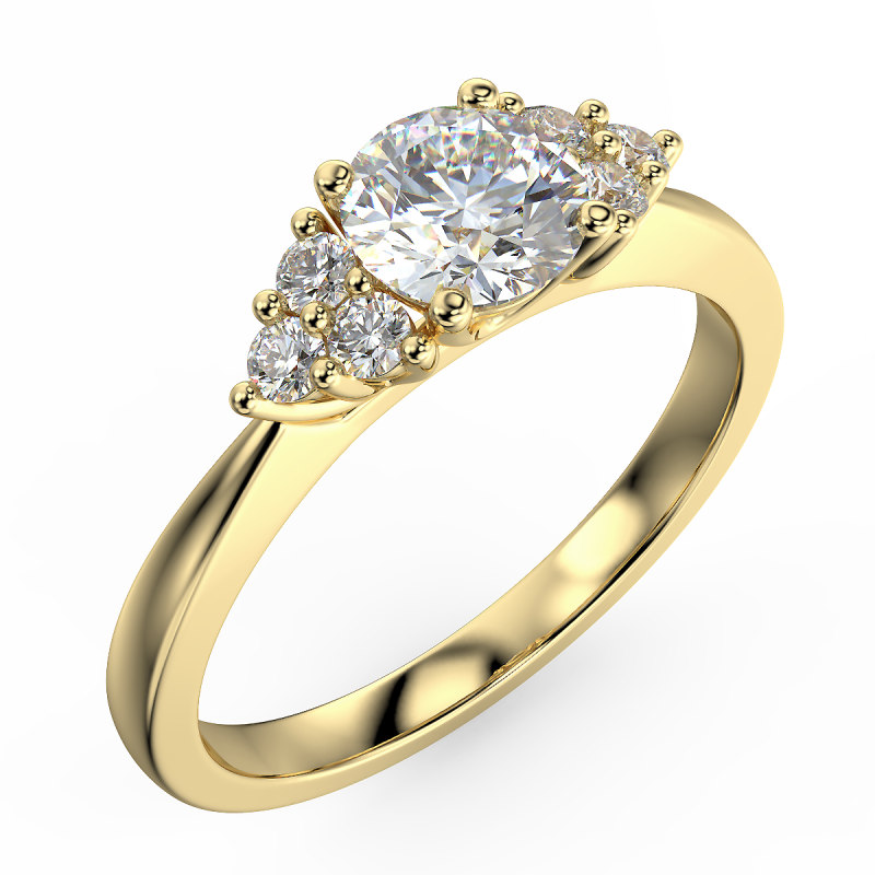 Pierścionek zaręczynowy Królowej Anny z żółtego złota z diamentami o masie 0,62 ct - zdjęcie główne