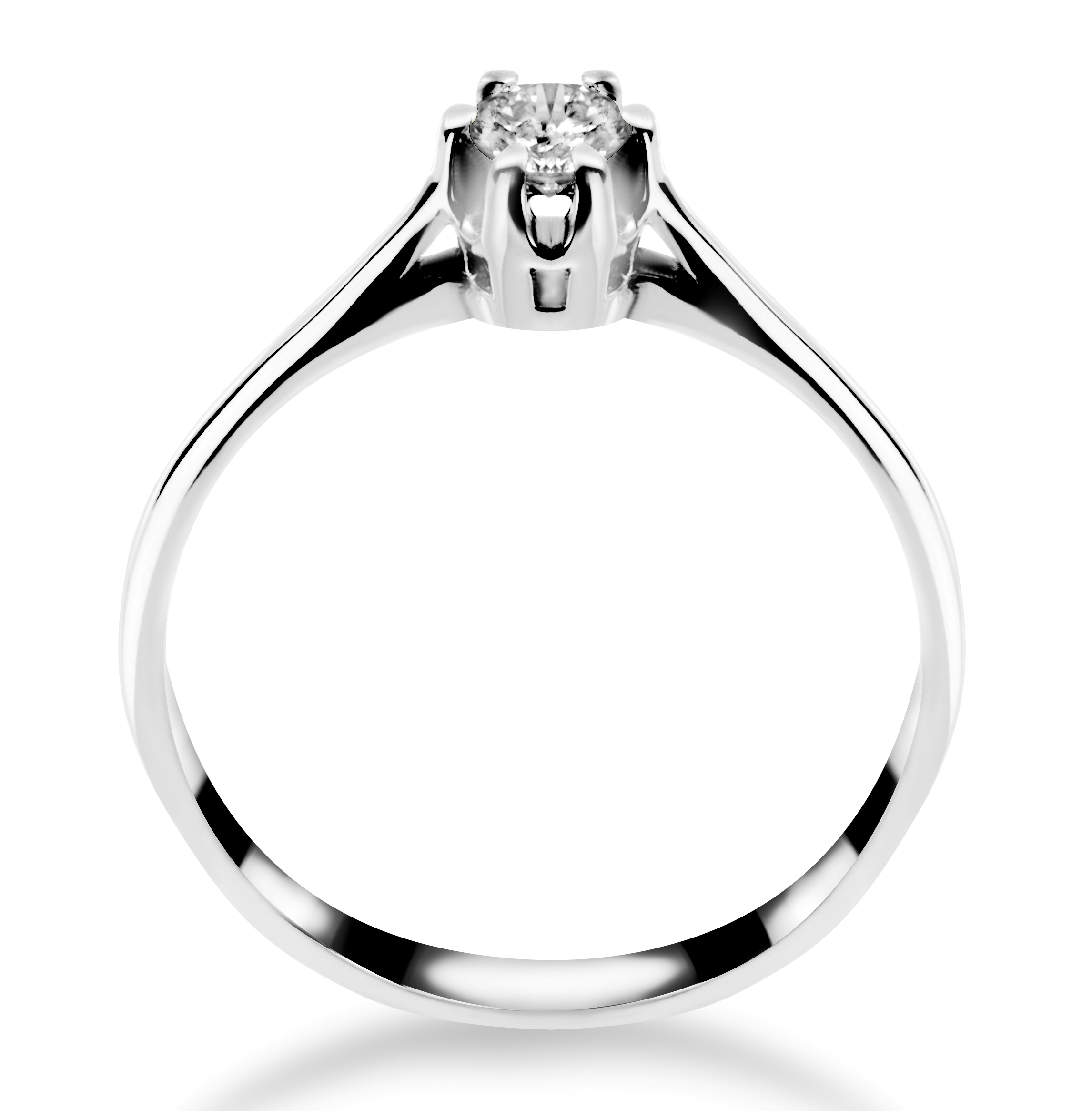 Diametowa lekkość- złoty pierścionek z diamentem 0,12 ct - widok z boku