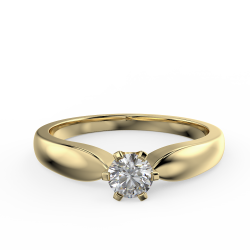 Klasyczny pierścionek zaręczynowy z żółtego złota z diamentem 0,30 ct - widok z góry