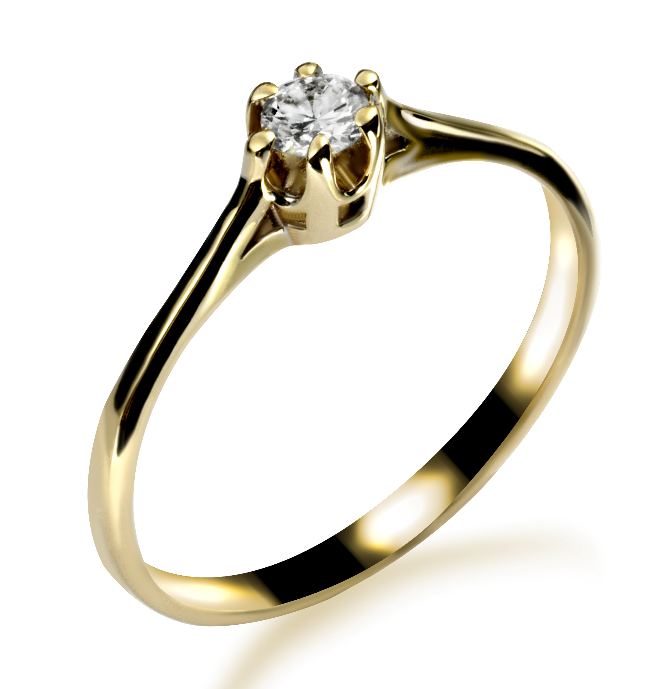 Diametowa lekkość- złoty pierścionek z diamentem 0,12 ct - widok z góry