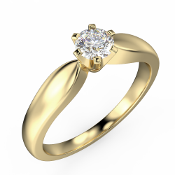 Klasyczny pierścionek zaręczynowy z żółtego złota z diamentem 0,30 ct - widok pod kątem
