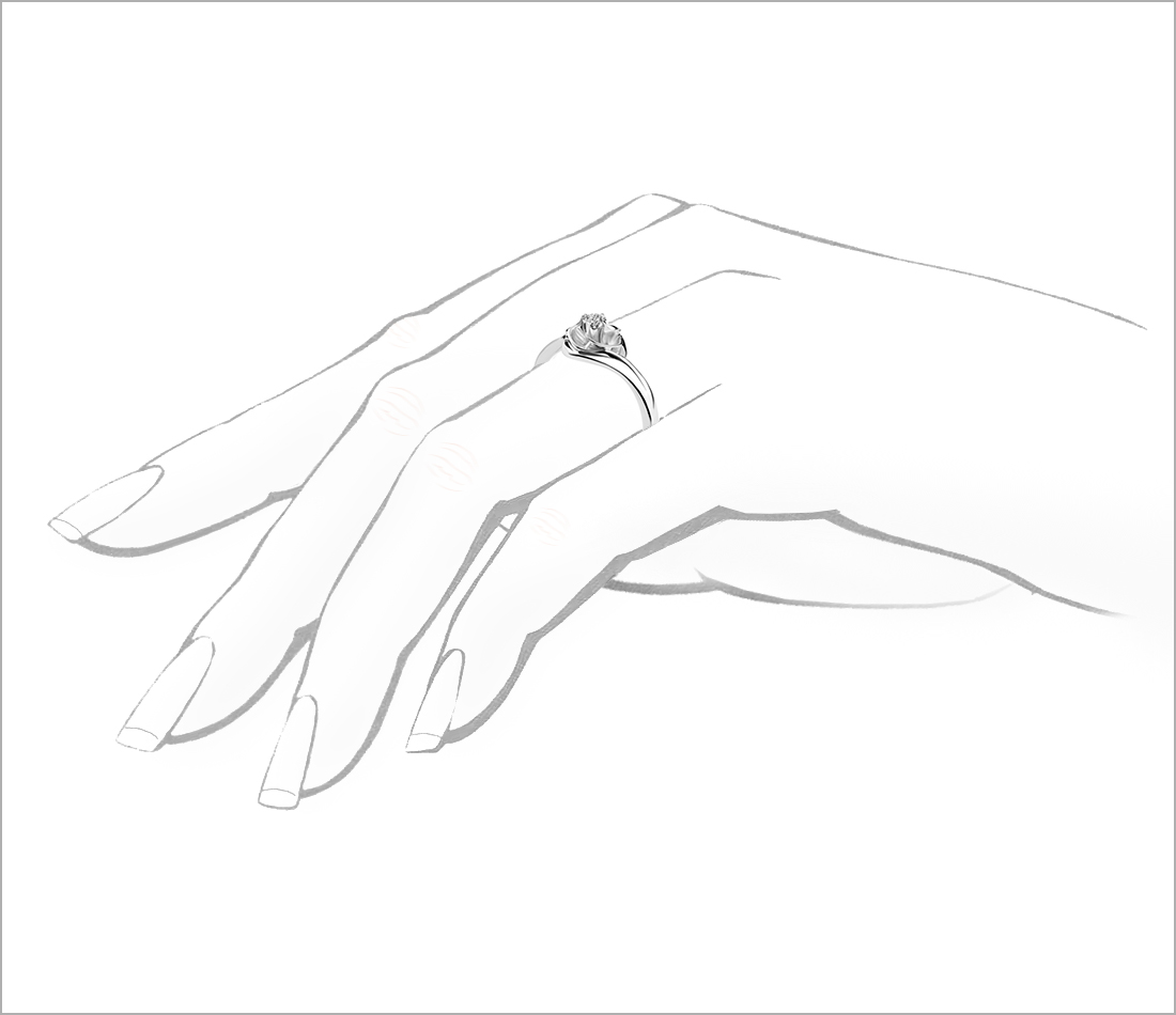 Pierścionek z brylantem - Diamentowa Róża - widok na dłoni