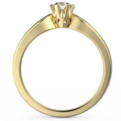 Klasyczny pierścionek zaręczynowy z żółtego złota z diamentem 0,30 ct - widok z boku