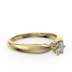 Klasyczny pierścionek zaręczynowy z żółtego złota z diamentem 0,30 ct - widok ogólny