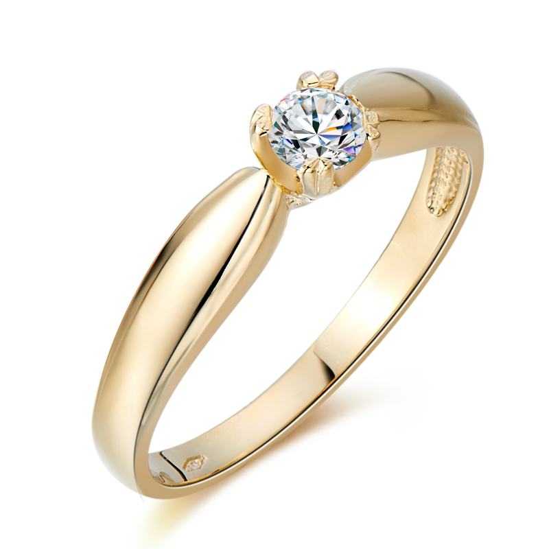 Złoty pierścionek zaręczynowy z diamentem 0,15ct - widok z góry