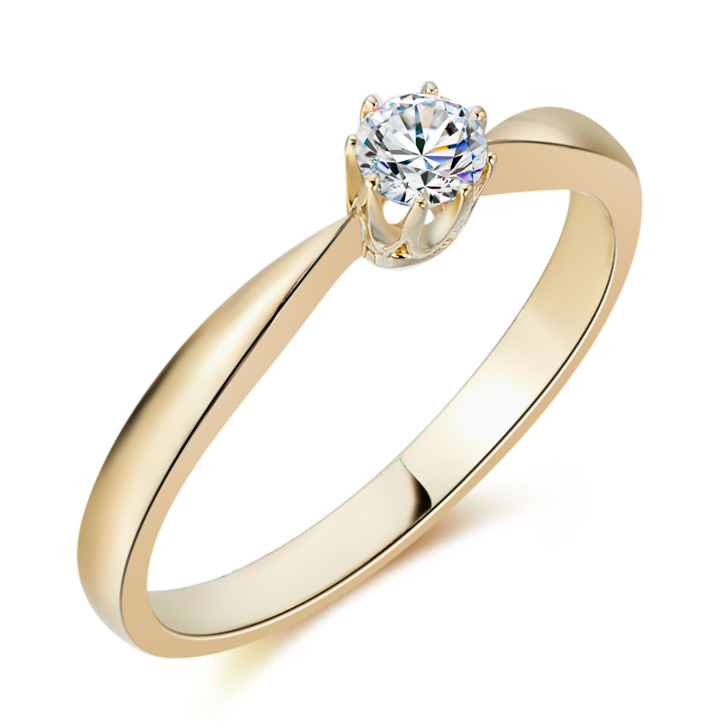Złoty pierścionek zaręczynowy z diamentem 0,2ct - widok z góry