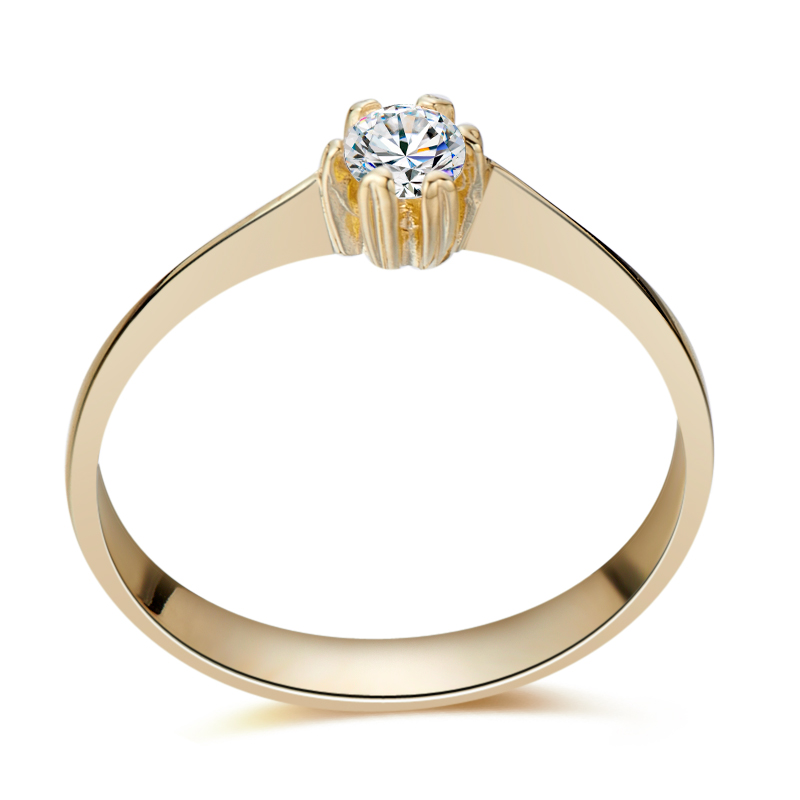 Złoty pierścionek zaręczynowy z diamentem 0,15ct