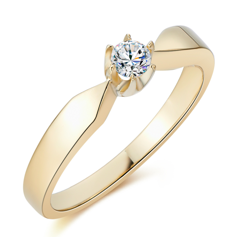 Złoty pierścionek zaręczynowy z diamentem 0,15ct