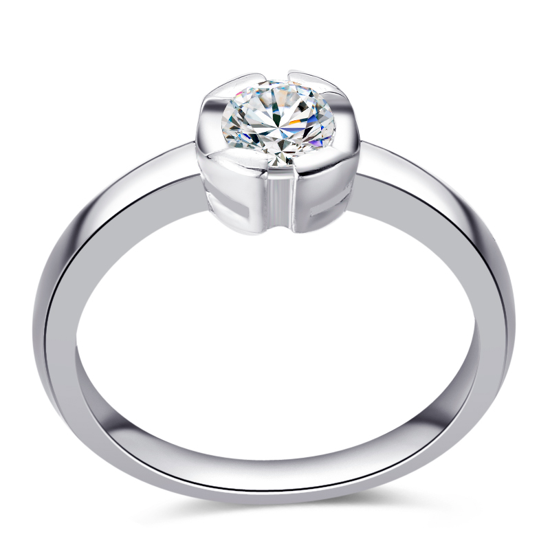 Złoty pierścionek zaręczynowy z diamentem 0,3ct - widok z boku
