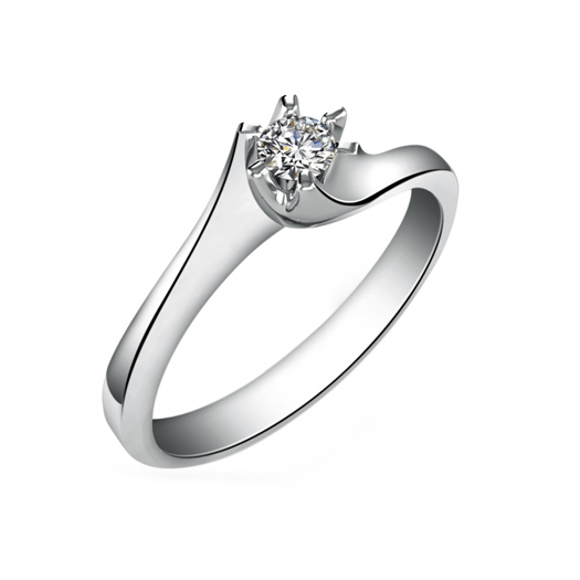 Muśnięcie Fali – złoty pierścionek zaręczynowy z diamentem - widok z boku