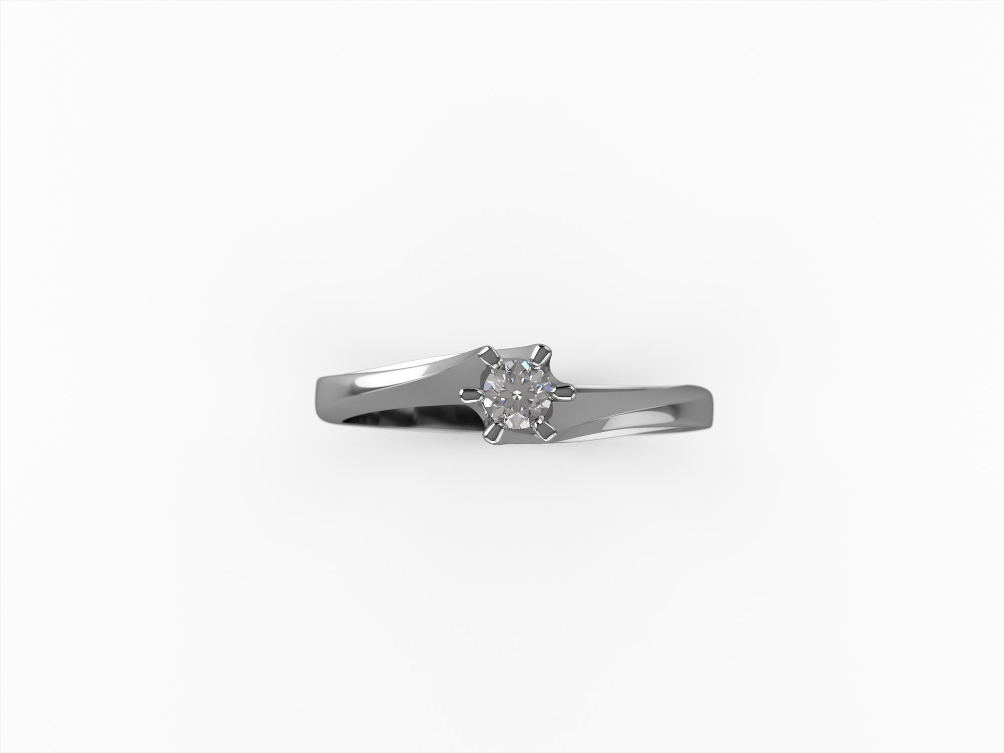 Muśnięcie Fali – złoty pierścionek zaręczynowy z diamentem - widok od góry