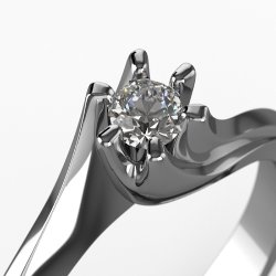 Muśnięcie Fali – złoty pierścionek zaręczynowy z diamentem - zbliżenie