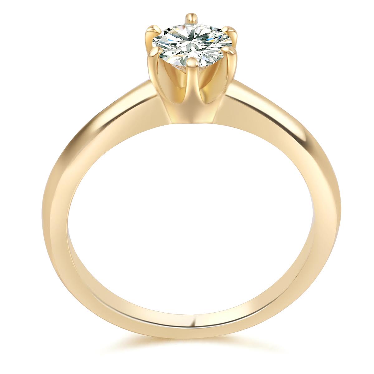 Pierścionek z diamentem w żółtym złocie. Model klasyczny Tiffany