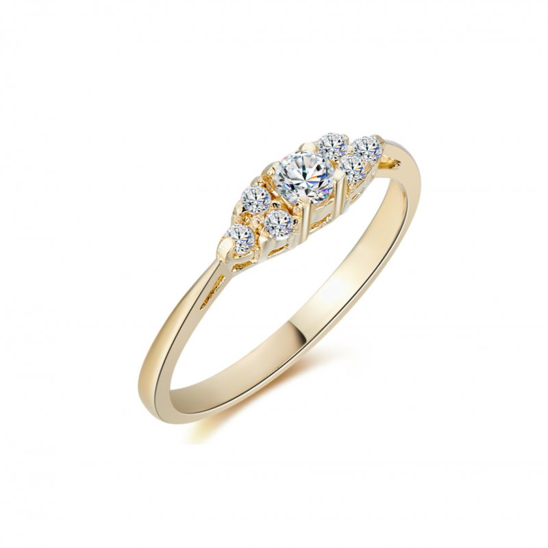 Złoty pierścionek zaręczynowy z diamentami 0,22ct