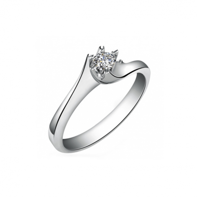 Muśnięcie Fali – złoty pierścionek zaręczynowy z diamentem