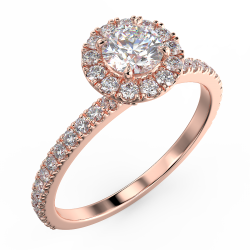 Pierścionek zaręczynowy z różowego złota z diamentami o masie 0,73 ct - widok z góry pod kątem
