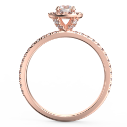 Pierścionek zaręczynowy z różowego złota z diamentami o masie 0,73 ct - widok z boku