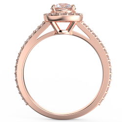Pierścionek zaręczynowy z różowego złota z diamentami o masie 0,83 ct - widok z boku